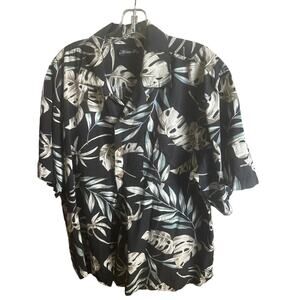 Milano Bay Black Hawaiian Shirt – Men’s Button Front Monstera Leaf Print Shirt